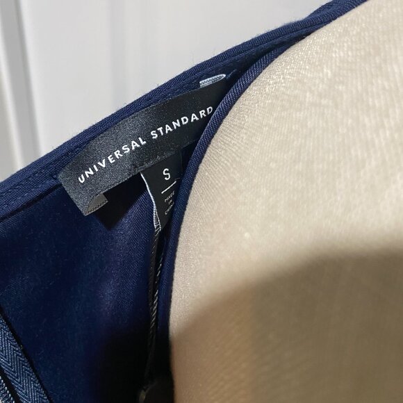 Universal Standard Deep Storm Mary Luxe Dress Blue Sz Small - Picture 10 of 11